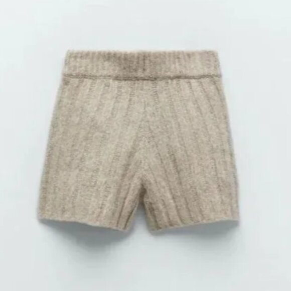 Zara Woll Blend Ribbed Shorts - Picture 3 of 3
